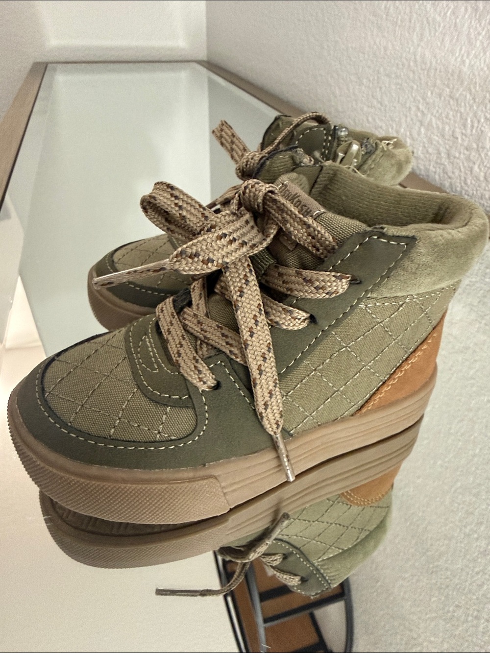 OshKosh B'gosh Olive Green Quilted High-Top Sneakers
